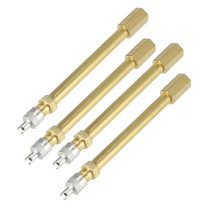 Unique Bargains Brass Wheel Tire Valve Extender Stem Extension Inflation Stright Pole 4 Pcs - 1 of 4