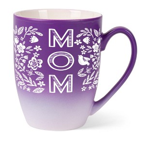 Elanze Designs Mother's Day Appreciation Coffee Cup Mug 12 Ounce Ceramic With Ombre Gradient Mom Floral Pattern Purple and White - 1 of 4