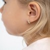 Girls' Opal Pronged 7mm 14k Yellow Gold Hoop Earrings - In Season Jewelry - 3 of 4