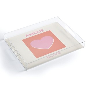 April Lane Art Amour Love Orange Pink Heart Acrylic Tray - Deny Designs - 1 of 4