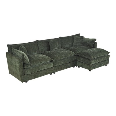 NicBex 112 Inch L-Shaped Sectional Sofa,Chenille 3-Seater Sofa with Footrest for Living Room,Apartment,Office
