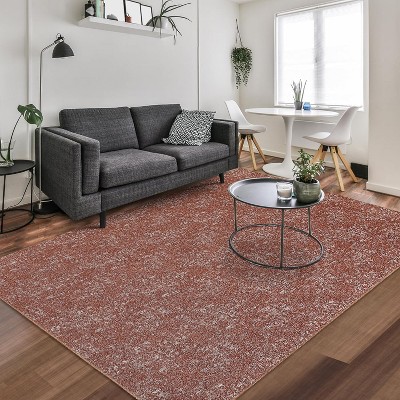 Washable Solid Jacquard Area Rug - Non-Slip Foldable Low Pile Carpet for Bedroom, Living Room, Nursery, Contemporary Throw Rug