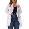 Agnes Orinda Women's Plus Size Floral Crochet Sheer Lace Cover Up Open Front Long Sleeve Casual Lightweight Cardigans - 2 of 4