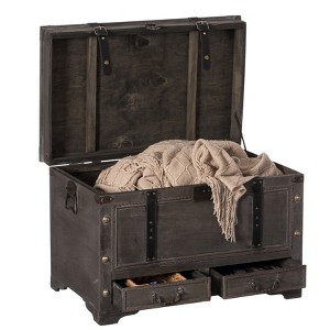 Vintiquewise Large Grey Storage Trunk Chest With Drawer Organizer and Handles for Easy Moving - 1 of 4