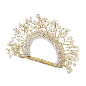 Saro Lifestyle Napkin Rings With Pearl Crown Design (Set of 4) - 1 of 4