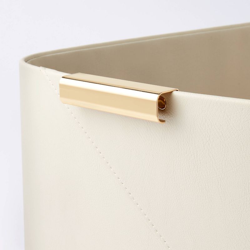Faux Leather Folio Bin with Metal Handles Ivory - Threshold&#8482;, 4 of 5