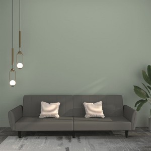 vidaXL 2-Seater Sofa Bed Dark Gray Velvet - 1 of 4
