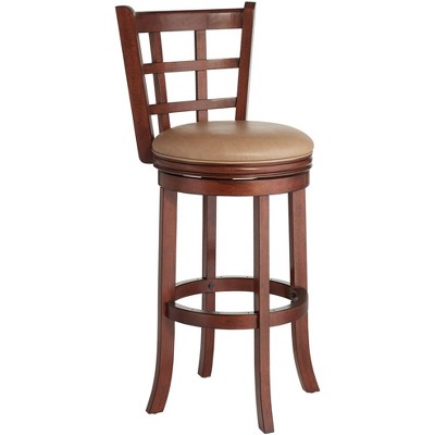 55 Downing Street Lennox 24 3/4" Tan Mahogany Swivel Counter Stool