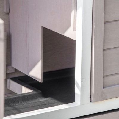 Gray and White Wooden 2-Tier Guinea Pig Cage with Slide-Out Tray