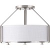 Progress Lighting, Ratio Collection, 3-Light Semi-Flush, Brushed Nickel, White Linen Drum Shade - 2 of 4