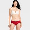Women's Laser Cut Hipster Underwear- Auden™ Red Heart Print - 3 of 4