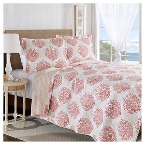 Coral Coast Quilt And Sham Set Full/Queen Coral - Laura Ashley , Blue