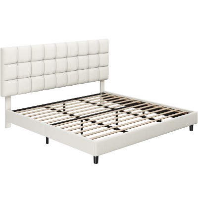 Yaheetech Upholstered Platform Bed Frame With Tufted Height Adjustable ...