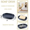 Evideco French Home Goods Elegant Stoneware Soap Dish – Oval Shape, Smooth Texture, Ideal for Bathrooms & Kitchens - 3 of 4