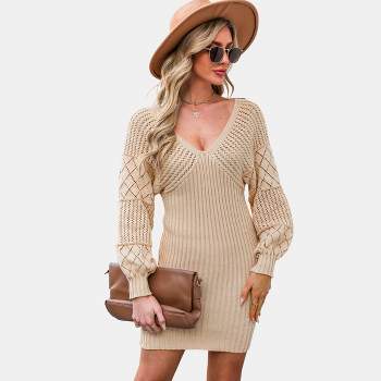 Women's Crochet V-Neck Mini Sweater Dress - Cupshe