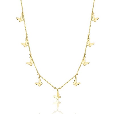 Guili 14K Gold Plated Butterfly Symphony Necklace Showcases Delicate Butterfly Motifs in a Graceful Design for a Whimsical and Elegant Look