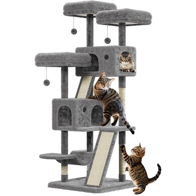 Acekool 66" Large Cat Tree Tower for Big Cats, Multi-Level Activity Center with Spacious Condos, Hammock, Sisal Posts, Perches & Hanging Balls