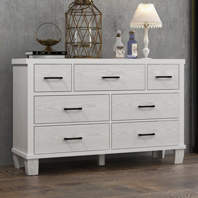 Modern 7-Drawer Dresser for Bedroom,Wooden Chest of Drawers with Metal Handles