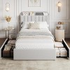 Coucheta Twin Upholstered Storage Bed Frame - Bookcase Headboard with 2 Drawers, Boucle Fabric Platform, No Box Spring, Grey - 3 of 4