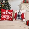 Velvet Red Christmas Decorations-Throw Pillow Covers 18x18 in Set of 4,Decorative Joy Snowflake - 3 of 4