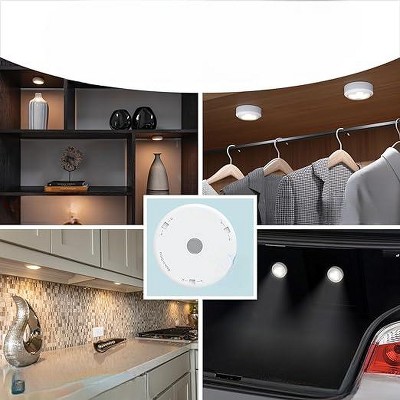 Wireless White LED Puck Light 3-Pack with Tap Technology