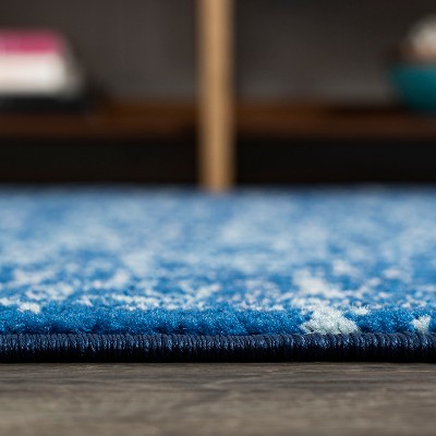 Azul Filigree Blue and White Synthetic Area Rug