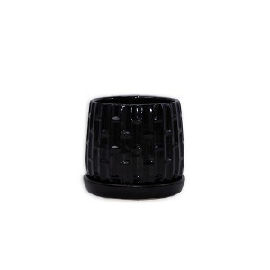 SpassWay 8" Dia Outdoor Indoor Ceramic Planter Pot Decorative Planter with Drainage Hole Patio Flower Pot - 1 of 4