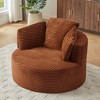 Compressible Corduroy Round Chair with Cushioned Backrest and No Assembly Required, Modern Comfort Seating for Living Room - 2 of 4