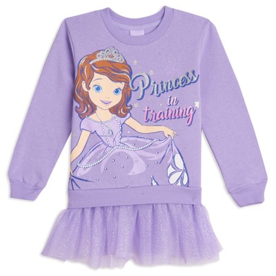 Disney Sofia the First Little Girls Fleece Pullover Long Sleeve Sweater PURPLE 