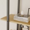 1 Set Particle Board and Metal Layered Rattan Woven Bookshelf with Storage Shelf - 4 of 4