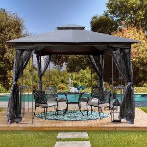 10x10 Outdoor Patio Gazebo Canopy Tent With Ventilated Double Roof And Mosquito net, Suitable for Lawn, Garden, Backyard - 1 of 4