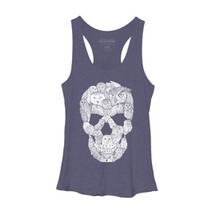 Women's Design By Humans Sketchy Owl Skull By Dinny Racerback Tank Top - 1 of 3