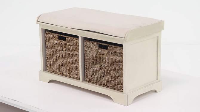 Traditional Wood Storage Basket Bench White - Olivia &#38; May, 2 of 22, play video