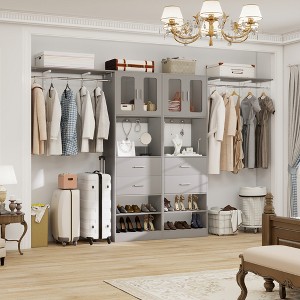 Aheaplus Set of Two 80"-120"W Closet System With Door And Wooden Drawers - 1 of 4