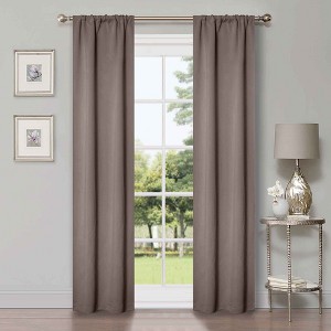 Classic Modern Solid Room Darkening Semi-Blackout Curtains, Rod Pocket, Set of 2 by Blue Nile Mills - 1 of 4