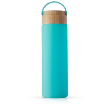 GROSCHE VENICE Eco-Friendly Glass Water Bottle with Bamboo lid and  Protective Sleeve, 22.6 fl oz Capacity, Frosted