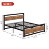 Bed Frame with Wooden Headboard, Industrial Bed Platform Metal Bedframe No Box Spring Needed, Easy Assemble Noise Free - 2 of 4