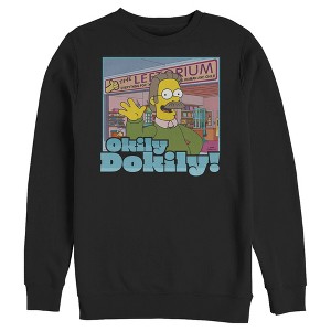 Men's The Simpsons Ned Flanders Leftorium Okily Dokily Sweatshirt - 1 of 4