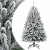 vidaXL Artificial Hinged Christmas Tree with Flocked Snow - Lifelike PVC Tips, Sturdy Metal Stand - Green and White, 47.2" Height - 2 of 4