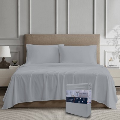 Light Gray Full Cotton Percale Sheet Set with Pillowcases