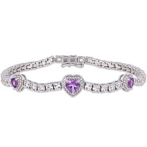 EVERLY JEWELRY | Sterling Silver 7 7/8 CT TGW Amethyst Created White Sapphire Bracelet, 7-inch - 1 of 4
