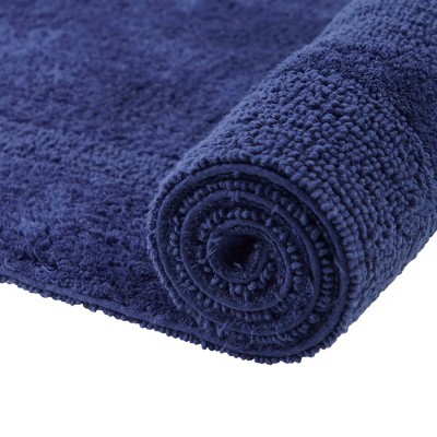 Navy Cotton Tufted Reversible 2-Piece Bath Rug Set