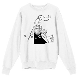 Usagi Yojimbo Miyamoto Usagi Dual Swords Adult White Crew Neck Long Sleeve Sweatshirt - 1 of 3