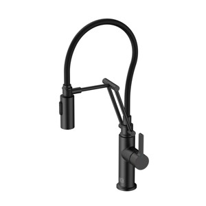 Elegant Lighting Leonardo Single Handle Pull Down Sprayer Kitchen Faucet in Matte Black - 1 of 4