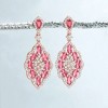 Ross-Simons 6.55 ct. t.w. Pink and White CZ Drop Earrings in 18kt Rose Gold Over Sterling - 3 of 4