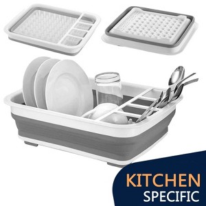 LunaLulinlk Collapsible Dish Drying Rack Portable Dinnerware Drainer Organizer for Kitchen RV Campers Travel Trailer Space Saving - 1 of 4