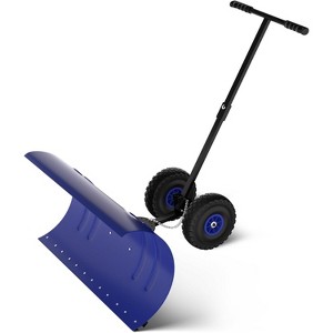 29" Wheeled Snows Shovel,Heavy-Duty 2-Wheel Snow Shovel with Adjustable Height T-Shaped Handle - 1 of 4