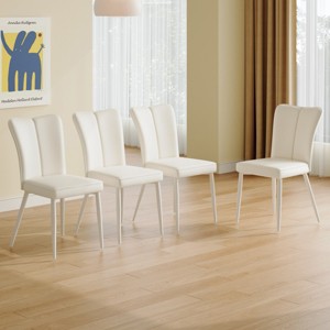 GlasFlength Accent Chairs Contemporary Minimalist Design Ergonomic Cushioned Seating Two Chairs For Living Spaces, White, 17.7"*17.3"*35" - 1 of 4