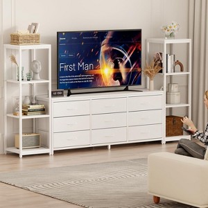 TV Stand for Living Room, Entertainment Center with 9 Fabric Drawers, 59.1" Modern Dresser with Storage Shelves - 1 of 4