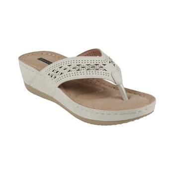 GC Shoes Bari Embellished Perforated Comfort Slide Wedge Sandals